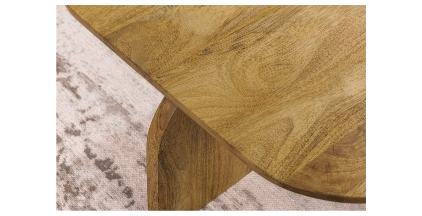 Zoom sur le plateau du lot de 2 tables basses en bois de manguier