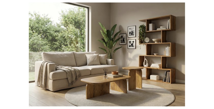 Lot de 2 tables basses en bois de manguier vues éloignées