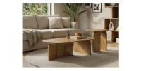 Lot de 2 tables basses en bois de manguier mises en situation