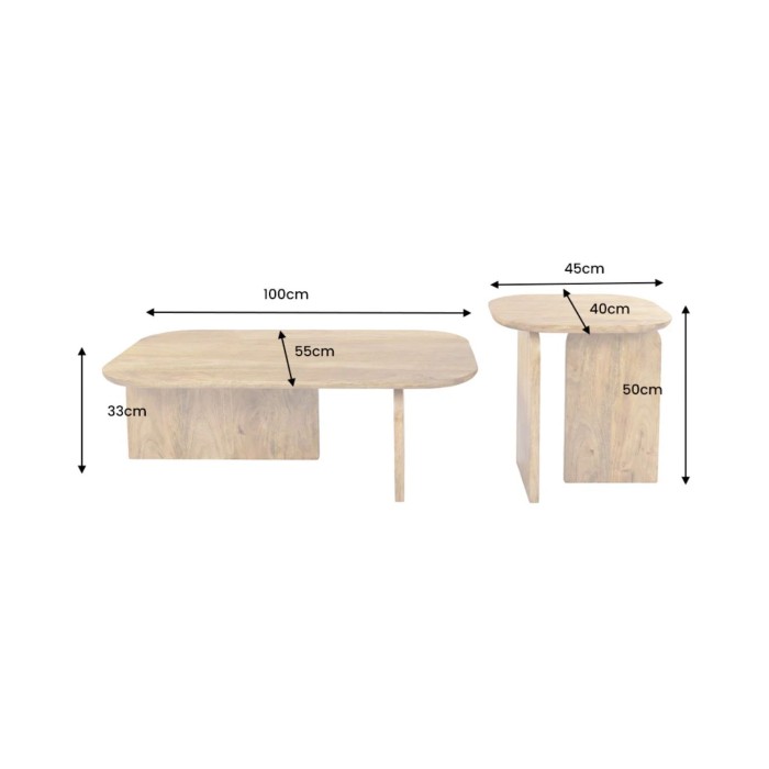 Set von 2 ORION Couchtischen aus massivem Mangoholz