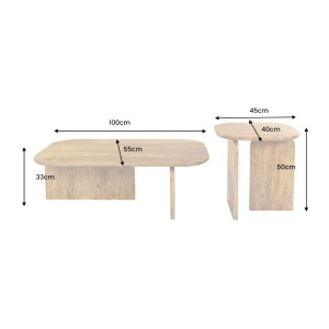 Lot de 2 tables basses en bois de manguier dimensions