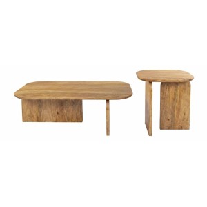 Lot de 2 tables basses en bois de manguier
