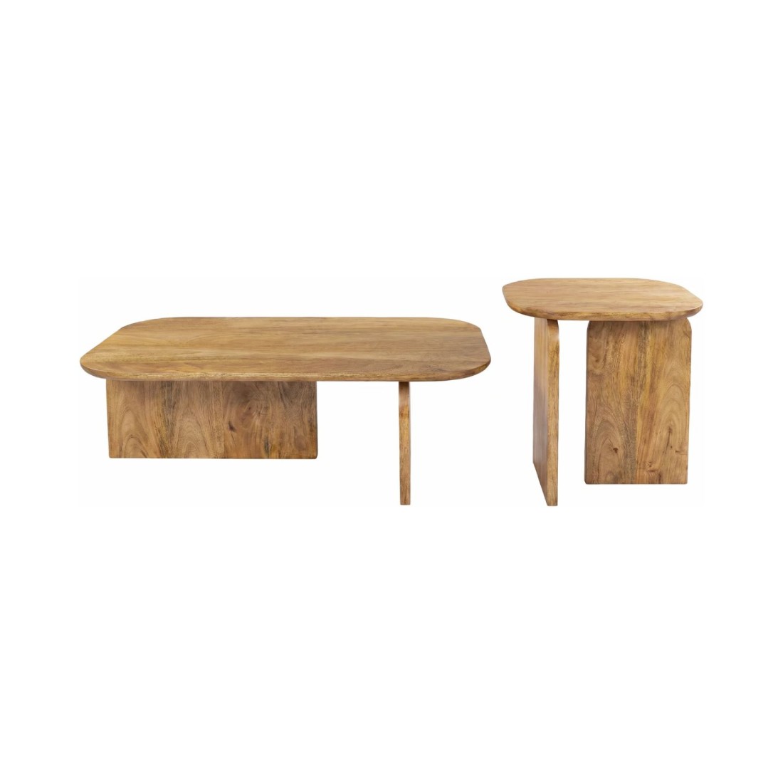 Lot de 2 tables basses en bois de manguier