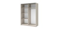 Armoire VARIA 150 cm cachemire et chêne avec miroir et portes coulissantes