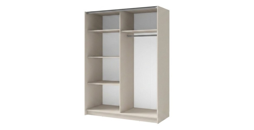 Armoire VARIA 150 cm cachemire et chêne avec miroir et portes coulissantes