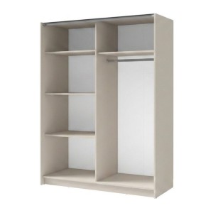 Armoire VARIA 150 cm cachemire et chêne avec miroir et portes coulissantes