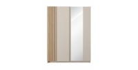 Armoire VARIA 150 cm cachemire et chêne avec miroir et portes coulissantes