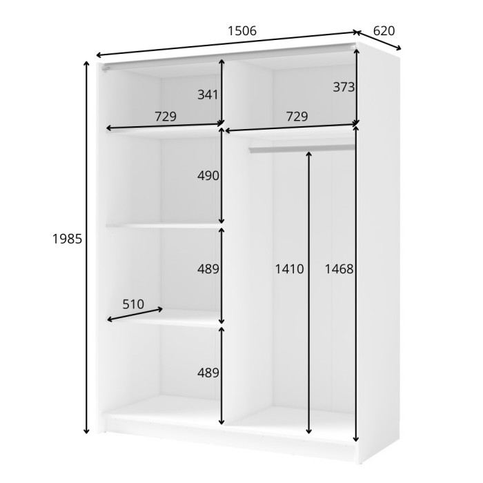 Schrank VARIA 150 cm Kaschmir und Eiche mit Spiegel und Schiebetüren