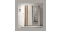 Armoire VARIA 150 cm cachemire et chêne avec miroir et portes coulissantes