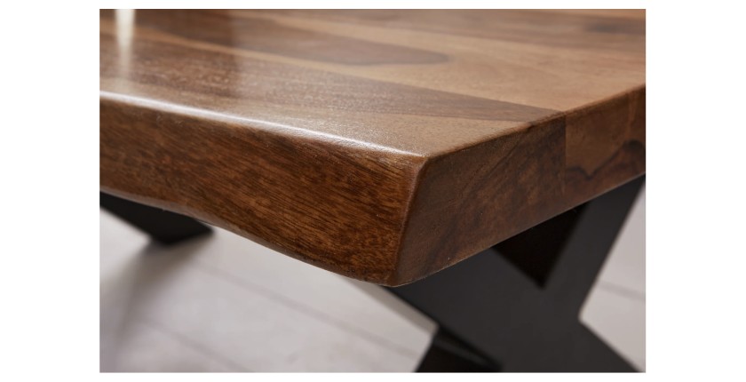 Zoom sur le coin de la table basse ORKAN 110cm en bois de Sheesham