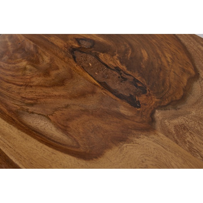 Zoom sur le plateau de la table basse ORKAN 110cm en bois de Sheesham