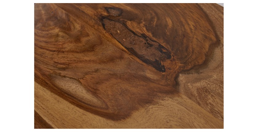 Zoom sur le plateau de la table basse ORKAN 110cm en bois de Sheesham