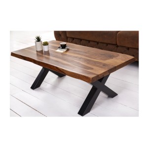Table basse ORKAN 110cm en bois de Sheesham vue de côté
