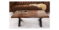 Table basse ORKAN 110cm en bois de Sheesham vue de face