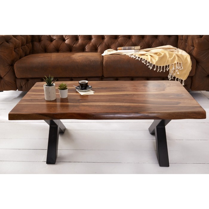 Table basse ORKAN 110cm en bois de Sheesham vue de face