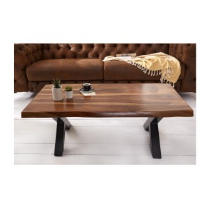 Table basse ORKAN 110cm en bois de Sheesham vue de face