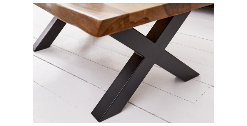 Zoom sur les pieds de la table basse ORKAN 110cm en bois de Sheesham