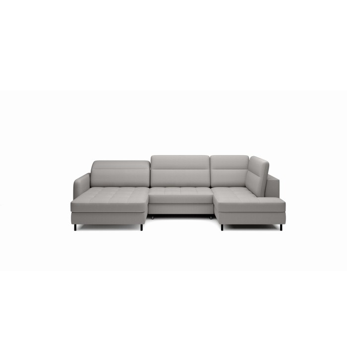 Canapé d’angle convertible BERTHO 306 cm gris – Angle gauche avec coffre 