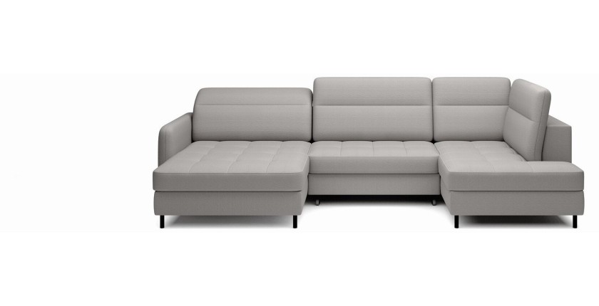 Canapé d’angle convertible BERTHO 306 cm gris – Angle gauche avec coffre 