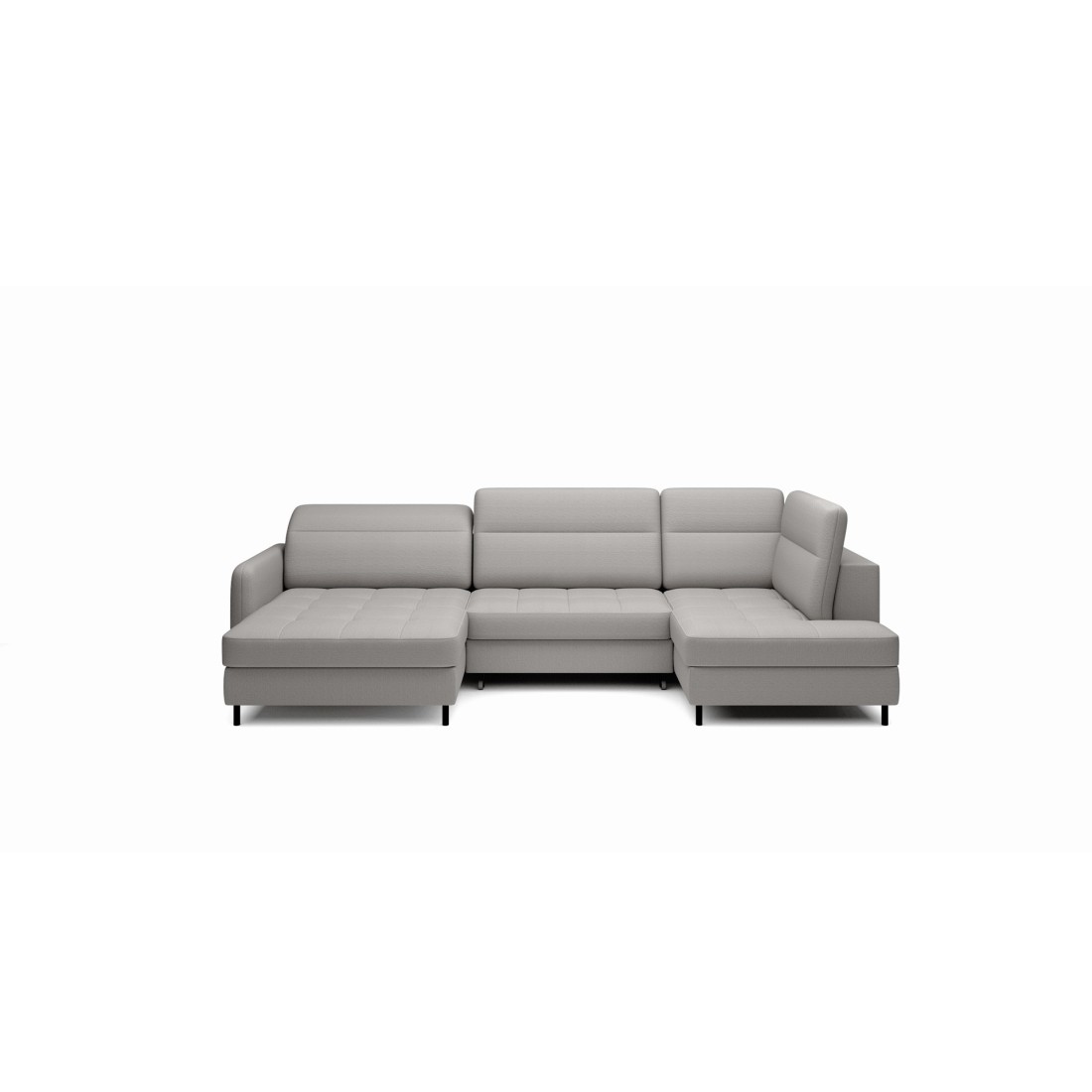 Canapé d’angle convertible BERTHO 306 cm gris – Angle gauche avec coffre 