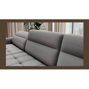 Canapé d’angle convertible BERTHO 306 cm gris – Angle gauche avec coffre 