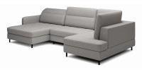 Canapé d’angle convertible BERTHO 306 cm gris – Angle gauche avec coffre 