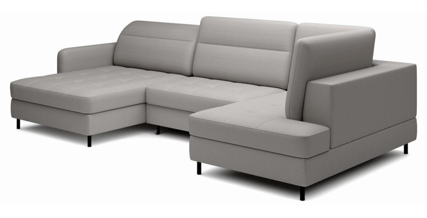 Canapé d’angle convertible BERTHO 306 cm gris – Angle gauche avec coffre 