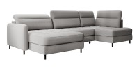 Canapé d’angle convertible BERTHO 306 cm gris – Angle gauche avec coffre 