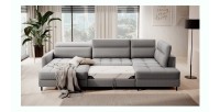 Canapé d’angle convertible BERTHO 306 cm gris – Angle gauche avec coffre 