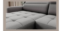 Canapé d’angle convertible BERTHO 306 cm gris – Angle gauche avec coffre 