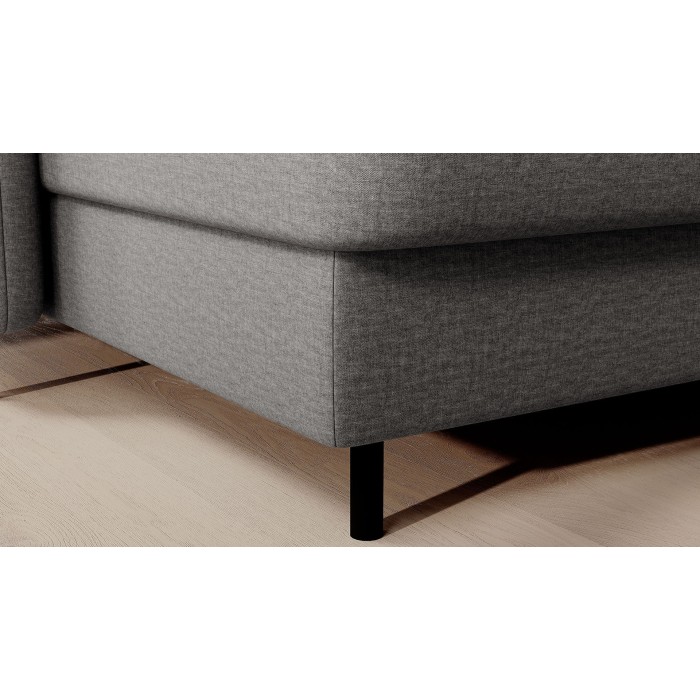 Canapé d’angle convertible BERTHO 306 cm gris – Angle gauche avec coffre 