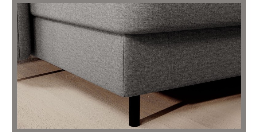 Canapé d’angle convertible BERTHO 306 cm gris – Angle gauche avec coffre 