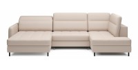 Canapé d’angle convertible BERTHO 306 cm beige – Angle gauche avec coffre 