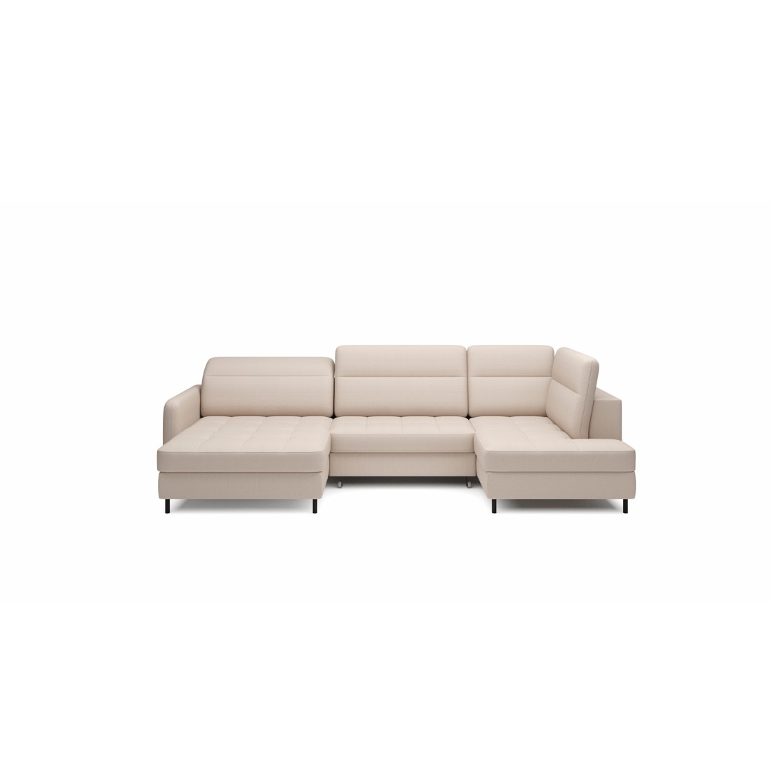 Canapé d’angle convertible BERTHO 306 cm beige – Angle gauche avec coffre 