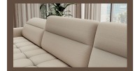 Canapé d’angle convertible BERTHO 306 cm beige – Angle gauche avec coffre 