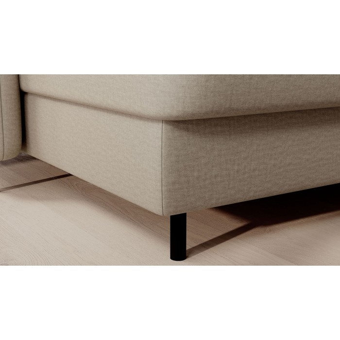 Canapé d’angle convertible BERTHO 306 cm beige – Angle gauche avec coffre 