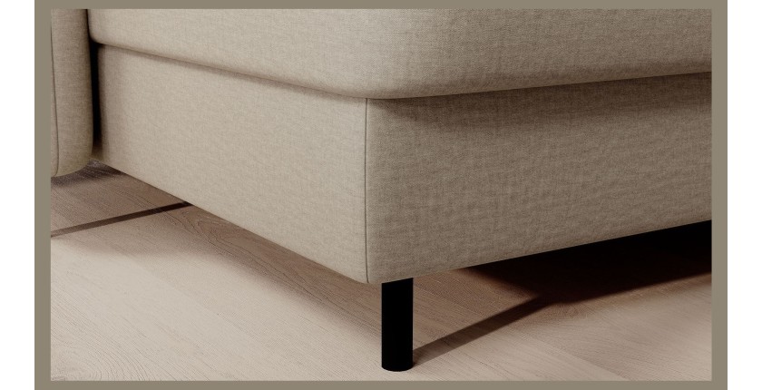 Canapé d’angle convertible BERTHO 306 cm beige – Angle gauche avec coffre 