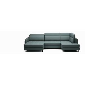 Canapé d’angle convertible BERTHO 306 cm vert foncé – Angle gauche avec coffre 