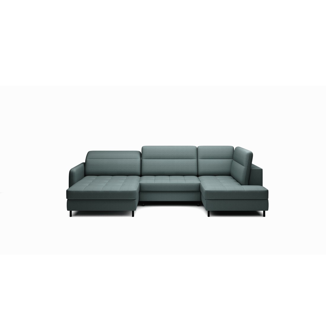 Canapé d’angle convertible BERTHO 306 cm vert foncé – Angle gauche avec coffre 