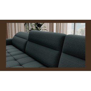 Canapé d’angle convertible BERTHO 306 cm vert foncé – Angle gauche avec coffre 