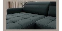 Canapé d’angle convertible BERTHO 306 cm vert foncé – Angle gauche avec coffre 