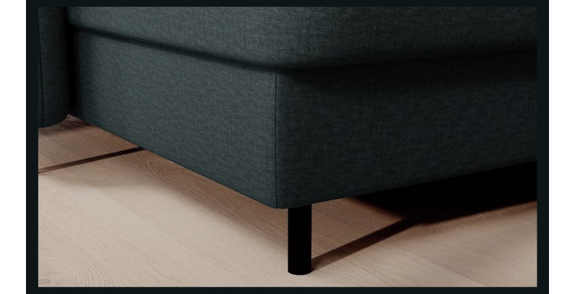 Canapé d’angle convertible BERTHO 306 cm vert foncé – Angle gauche avec coffre 