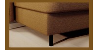 Canapé d’angle convertible BERTHO 306 cm jaune orangé – Angle gauche avec coffre 