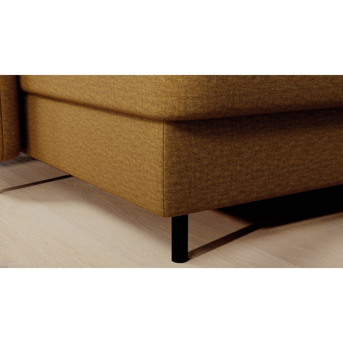 Canapé d’angle convertible BERTHO 306 cm jaune orangé – Angle gauche avec coffre 