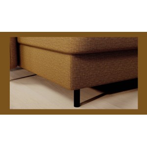 Canapé d’angle convertible BERTHO 306 cm jaune orangé – Angle gauche avec coffre 