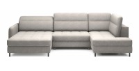 Canapé d’angle convertible BERTHO 306 cm gris clair – Angle gauche avec coffre 