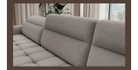Canapé d’angle convertible BERTHO 306 cm gris clair – Angle gauche avec coffre 