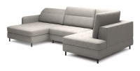 Canapé d’angle convertible BERTHO 306 cm gris clair – Angle gauche avec coffre 