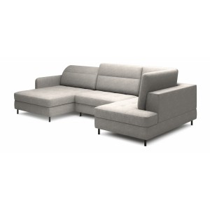 Canapé d’angle convertible BERTHO 306 cm gris clair – Angle gauche avec coffre 