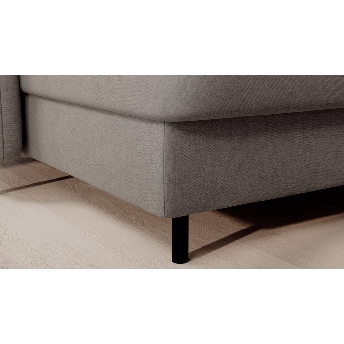 Canapé d’angle convertible BERTHO 306 cm gris clair – Angle gauche avec coffre 
